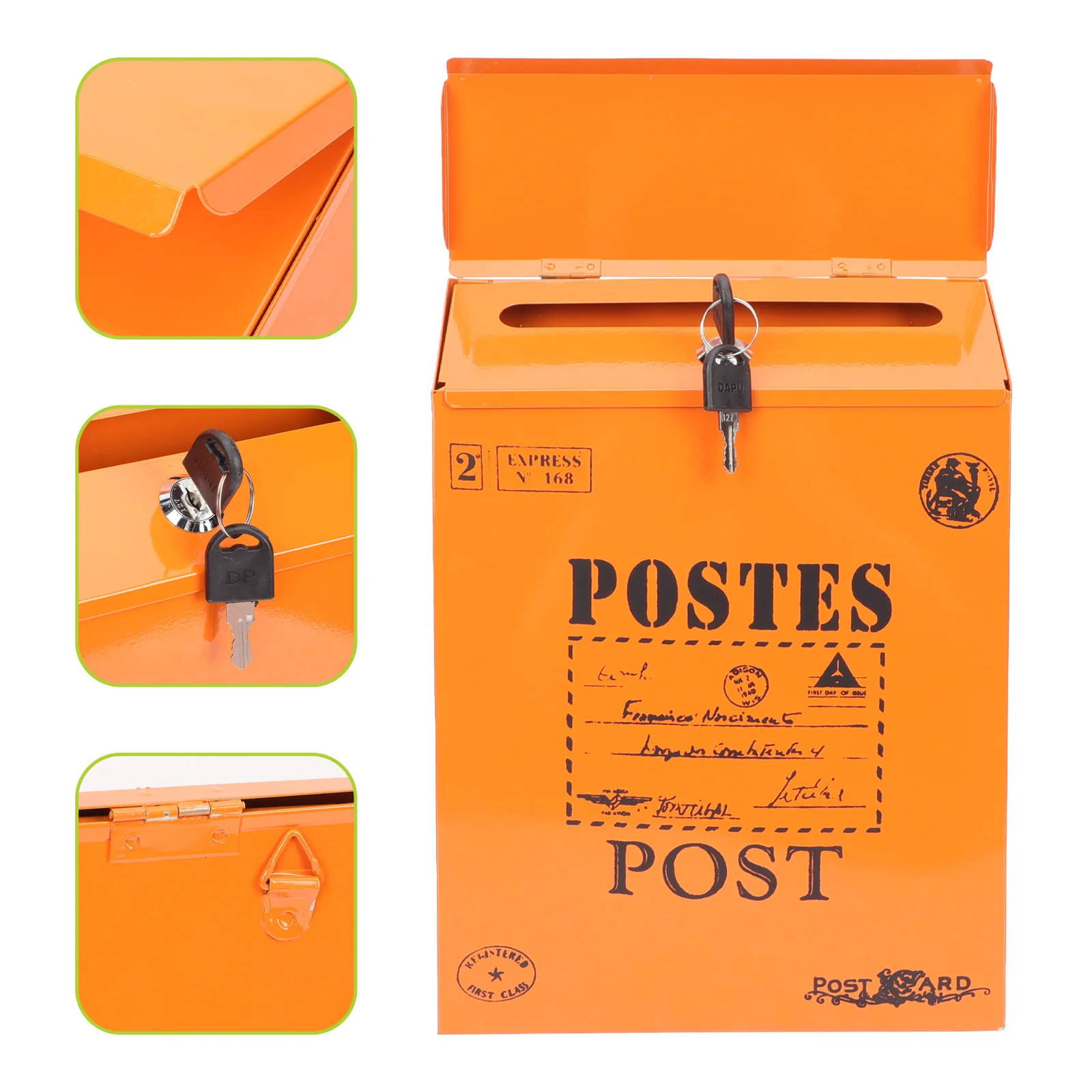 

Decorative Iron Letter Box Vintage Wall Mounted Mailbox Heavy Duty Lockable Metal Post Box for Home Office Garden Use