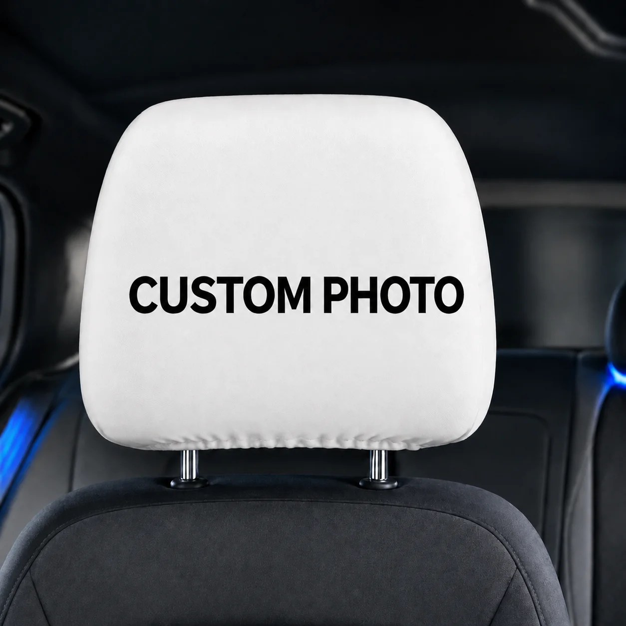 Custom Name Car Headrest Cover Personalized Print Auto Seat Head Rest Protector Elastic Fabric Universal Car Interior Decoration