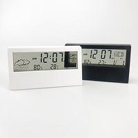 Multifunctional LCD Digital Alarm Clock Electronic Desk Clock With Temperature Humidity Meter White Light Home Desktop Decoratio
