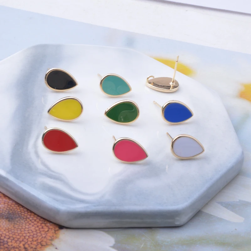 10 Stück Kupfer 18k vergoldete Emaille-Tropfen-Ohrringverbinder Ohrstecker-Set für die Herstellung von Ohrringen und Schmuck DIY – Detail 12