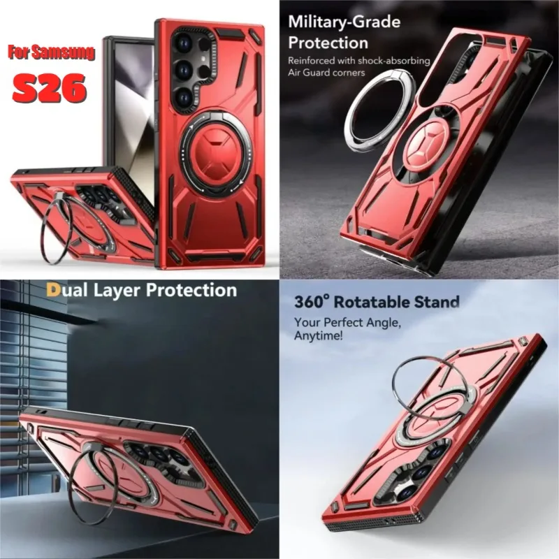 For Samsung Galaxy S26 Ultra S25 S24 S23 S22 FE Plus Shockproof Armor for Magsafe Case Wireless Charge Ott Box Bracket Cover