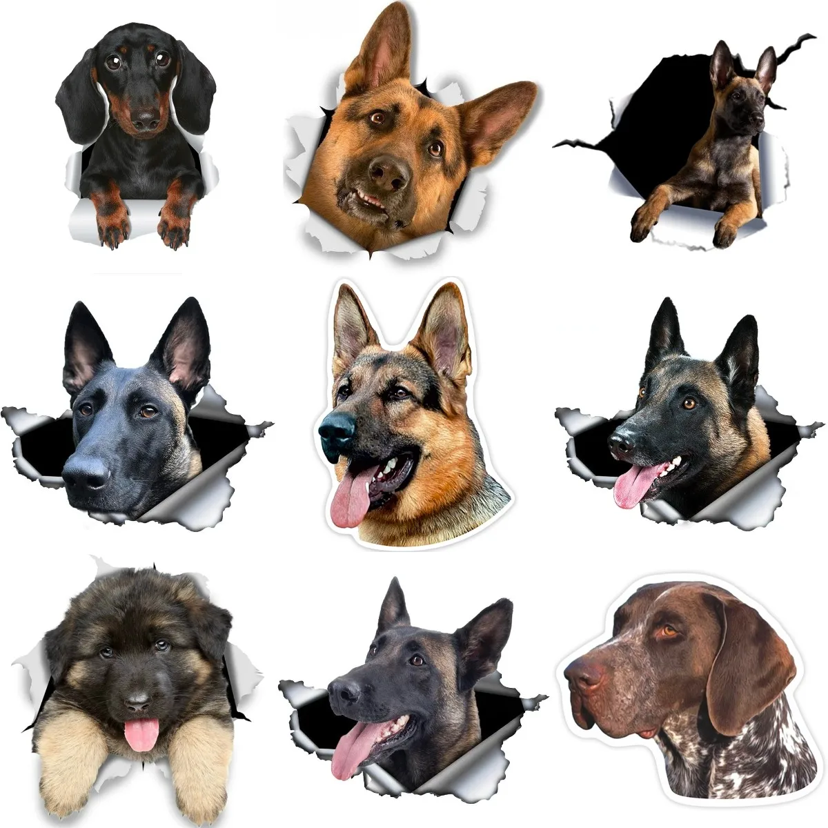 Creative 3D German Shepherd Dog Waterproof Accessories Sticker for Decorate Wall Fridge Window Car Van Helmet Bumper Decal