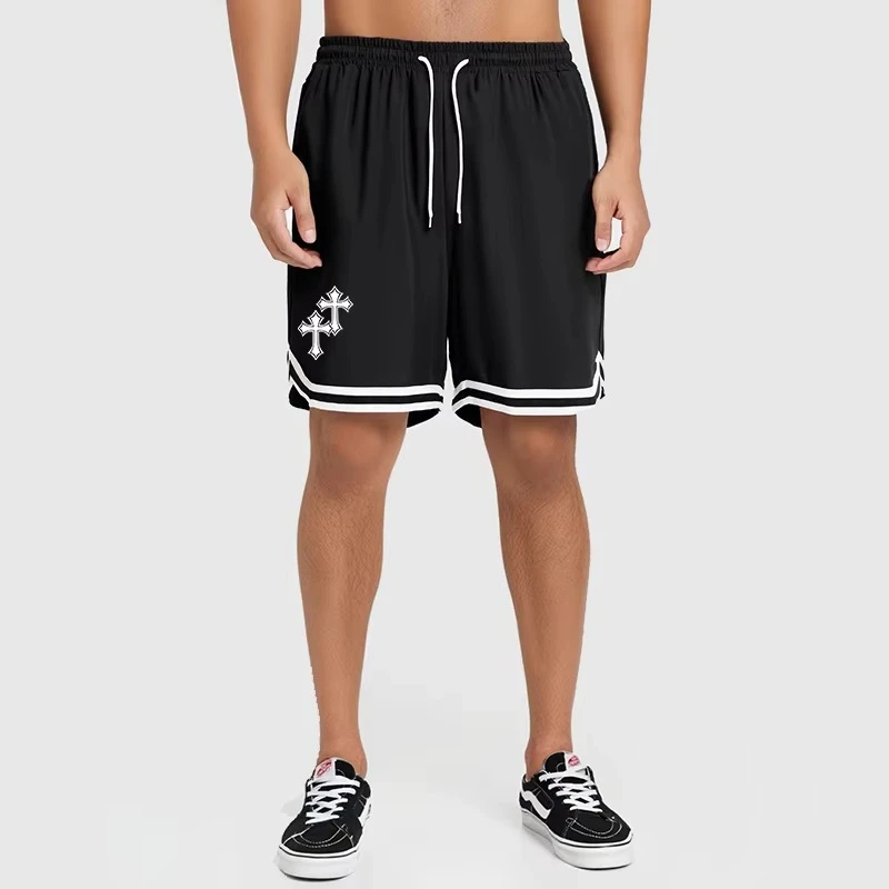 Christian Pattern Colorblock Graphic Striped Men Basketball Shorts Fashion Athletic Quick Dry Gym Workout Running Loose Shorts