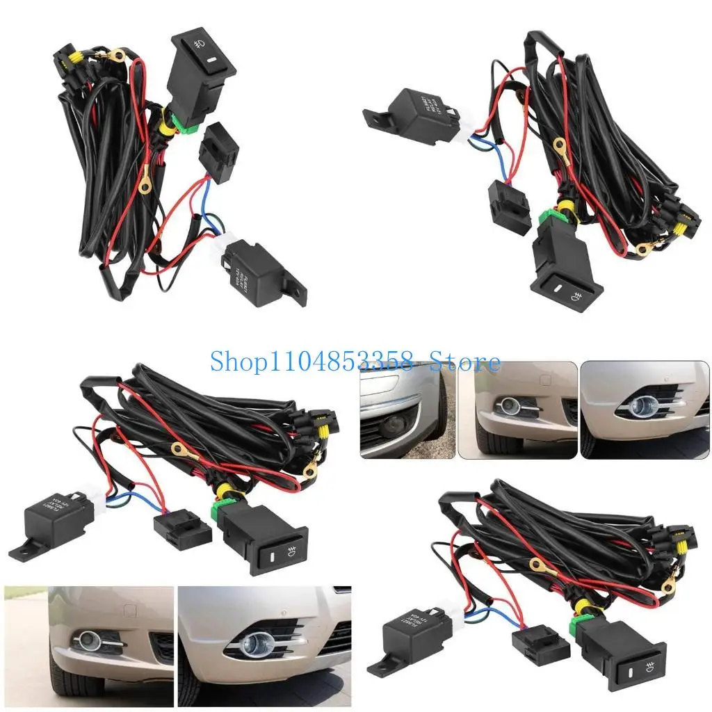 

652F 12V Universal Car Fog Light Switch Harness Car LED Fog Light Switch Wiring Harness Auto Accessories