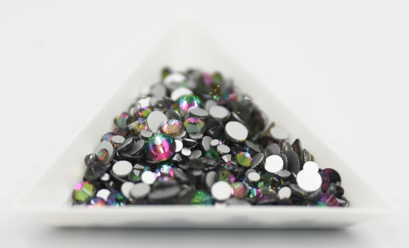 Good Quality ss3-ss34 Crystal Vitrail Medium / Green Volcano Flat Back Nail Art Glue On Rhinestones / Non Hotfix Crystals