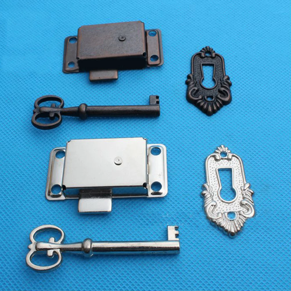 

2 Pcs Furniture Lock Vintage Latch Retro Decor Drawer Alloy Wooden Gift Hook Locks