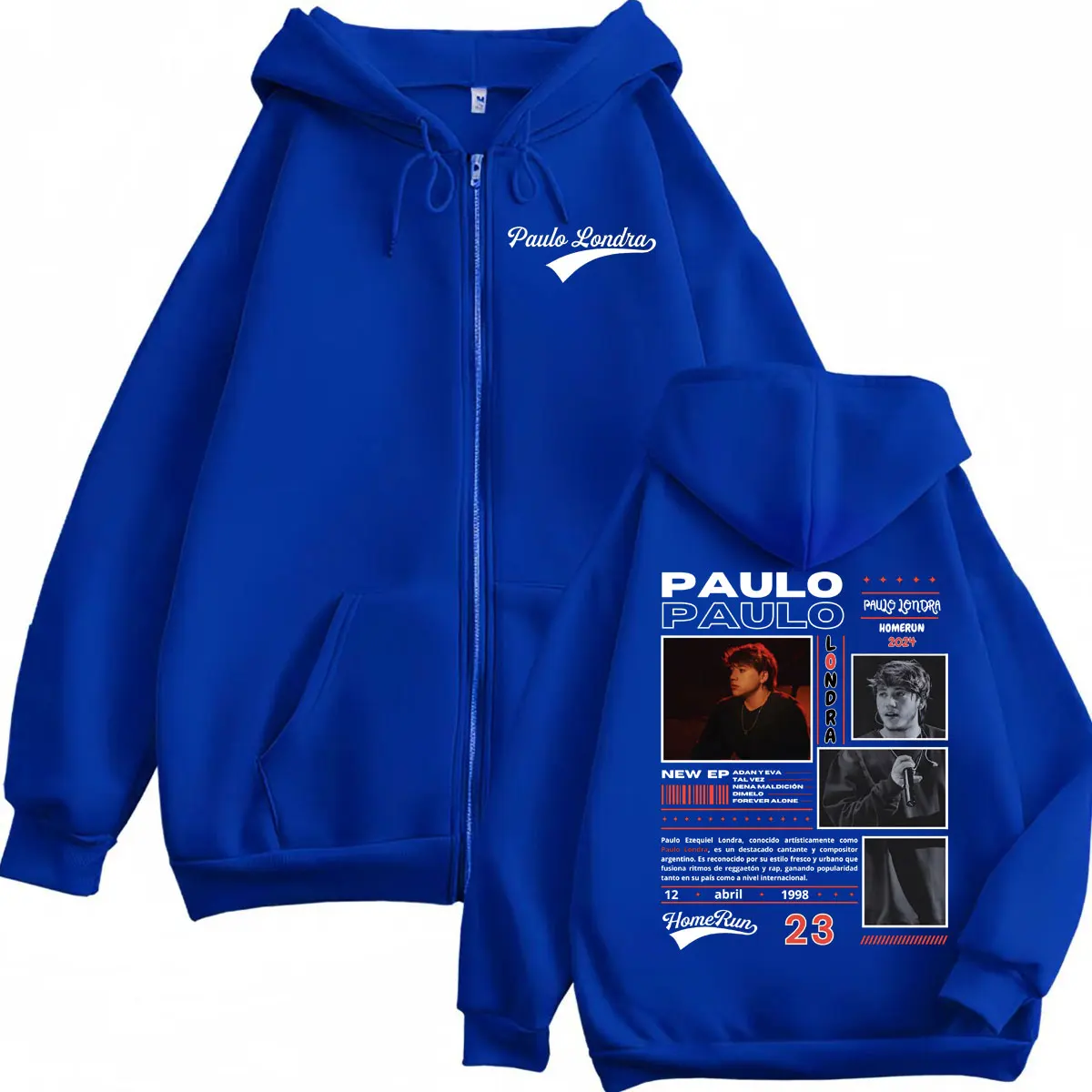 Rapper Paulo Londra Homerun Album Merch Hoodie Harajuku Hip Hop Pop Musik Zip Up Sweatshirt Männer Frauen Vintage Mode Pullover