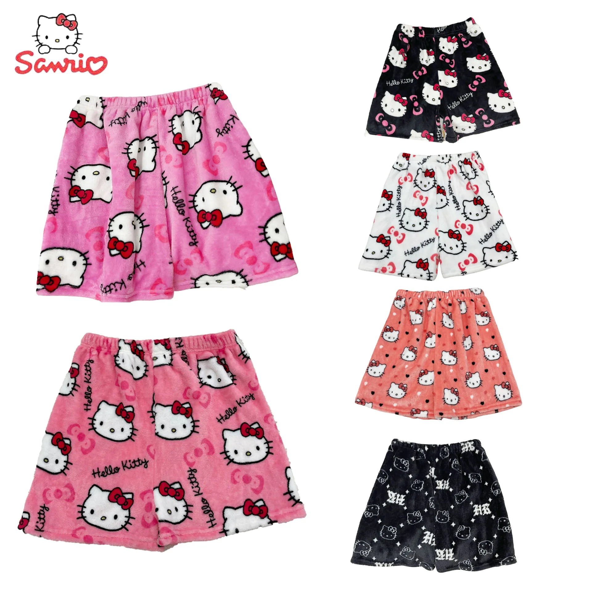 

Sanrio Hello Kitty Springtime Cute Soft Warm Velvet Shorts Sweet Women's Plush Shorts Girls Casual Kawaii Y2K Flannel Shorts