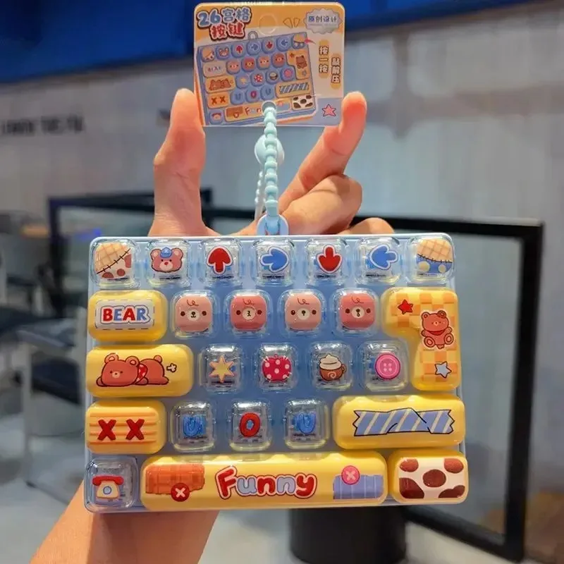 --Candy Color Keycap Keychain Cute Cartoon 26-key Aecompression Keyboard Toy Keyrings Fidgets Keycap Clicker Bag Pendant 키캡 view 6