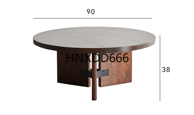 

Solid wood round coffee table elm sofa side table antique French small apartment low table