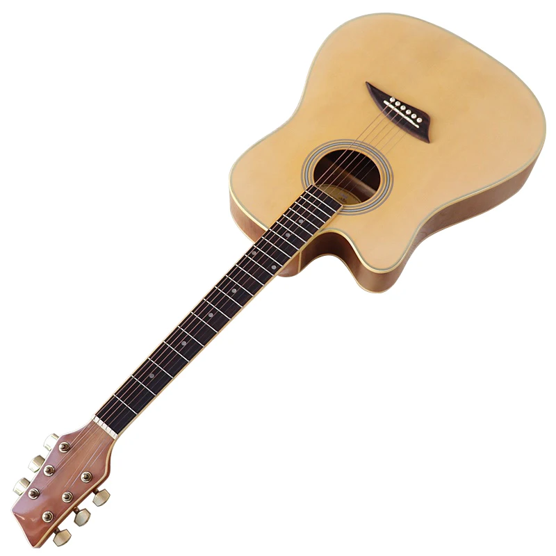 Stock Left hand Acoustic Guitar 40 inch High Gloss Finish basswood body 6 String Cutway Design Folk Guitar With EQ