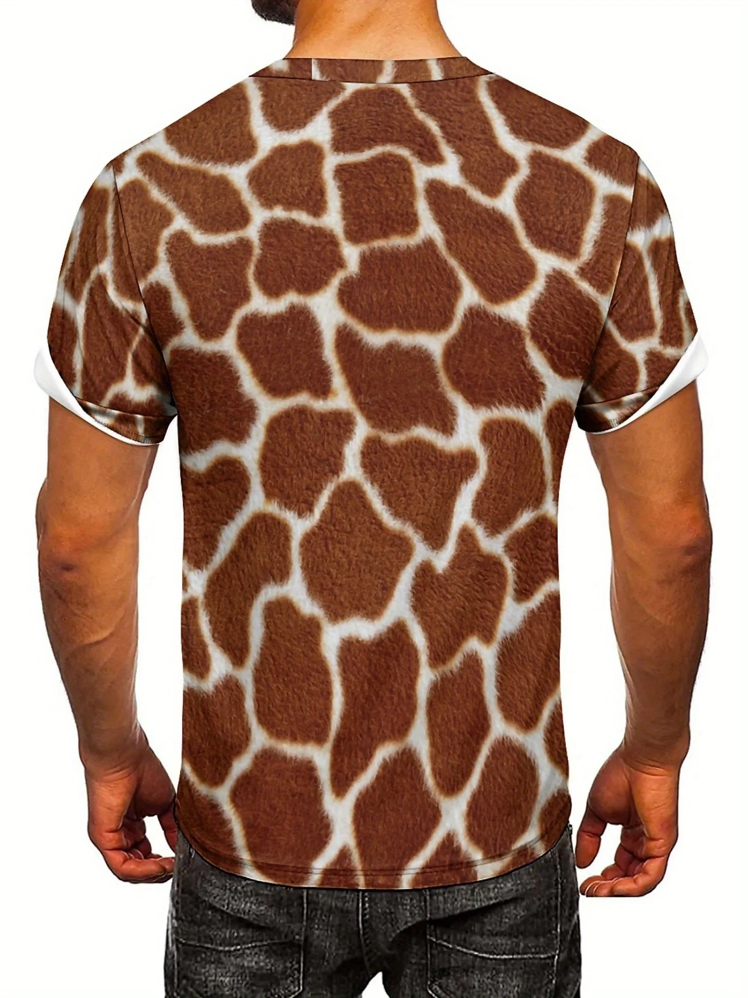 Camiseta masculina com estampa de girafa engraçada – Design "I'm a Giraffe, Not a Zebra", manga curta, gola redonda, roupa casual e esportiva