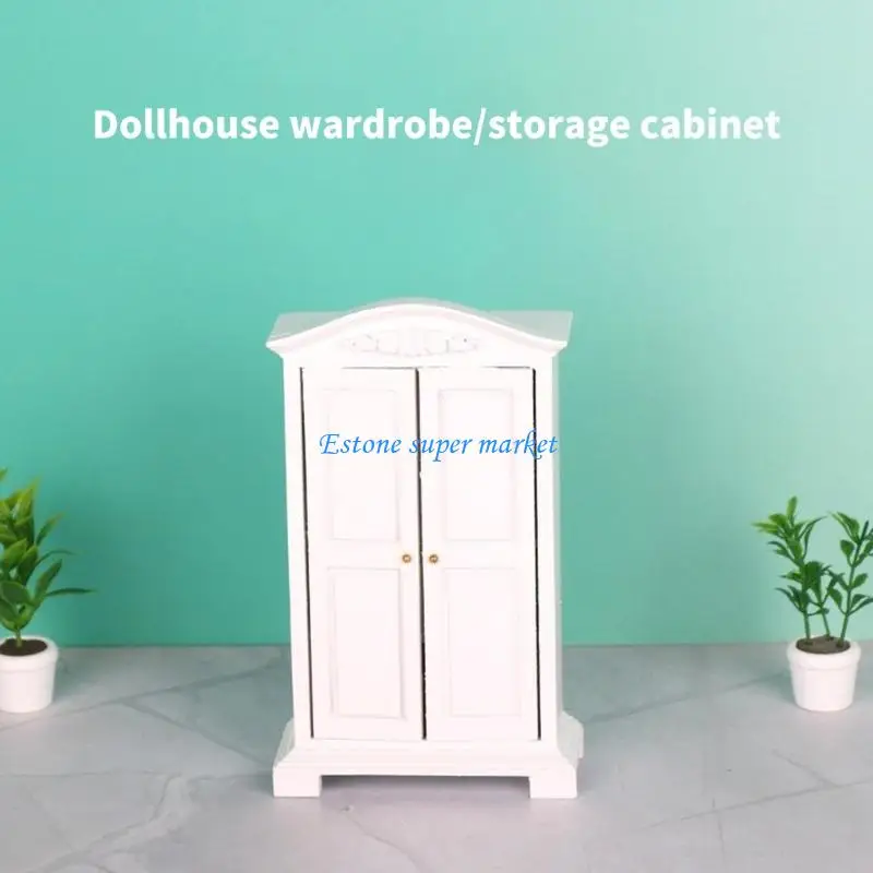 090B Miniature Dollhouses Display Armoire Accessory 1/12 Scale, Realistic Zakka Armoire Dollhouses Miniature