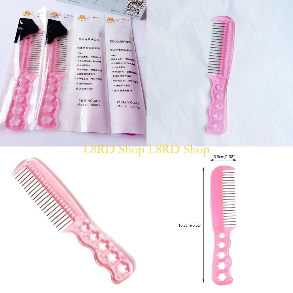 L8RD Comb Plastic Handle Anti-static Steel Comb Tools Beauty Accessories for Women Curly Hair Long Hair Wet Hair Detangling