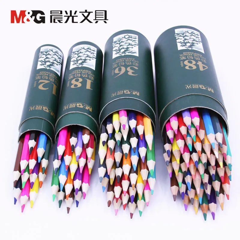 أقلام تلوين زيتية M&G 72/48/36/24/12 لونًا لرسم الطلاب، مناسبة للاستخدام المدرسي والمكتبي أقلام تلوين