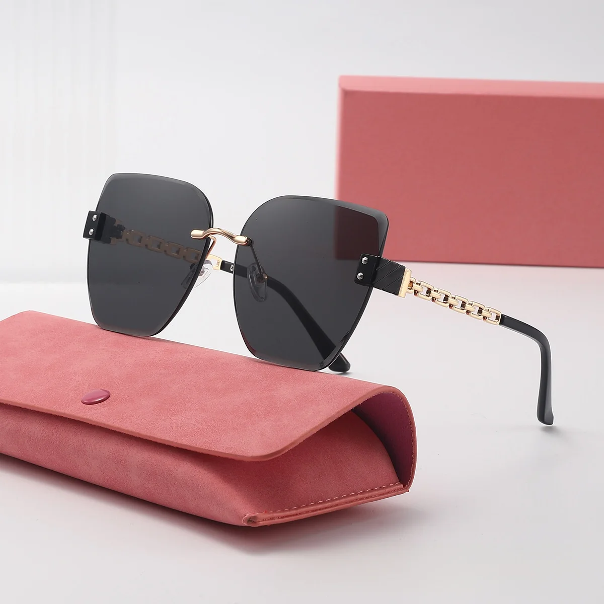 Neue Retro-Sonnenbrille im Farbverlauf mit Schlichten Kanten im Kleinen-Duft-Stil für Damen, Modische Großrahmige UV-Sonnenbrille 2409 – Detail 8