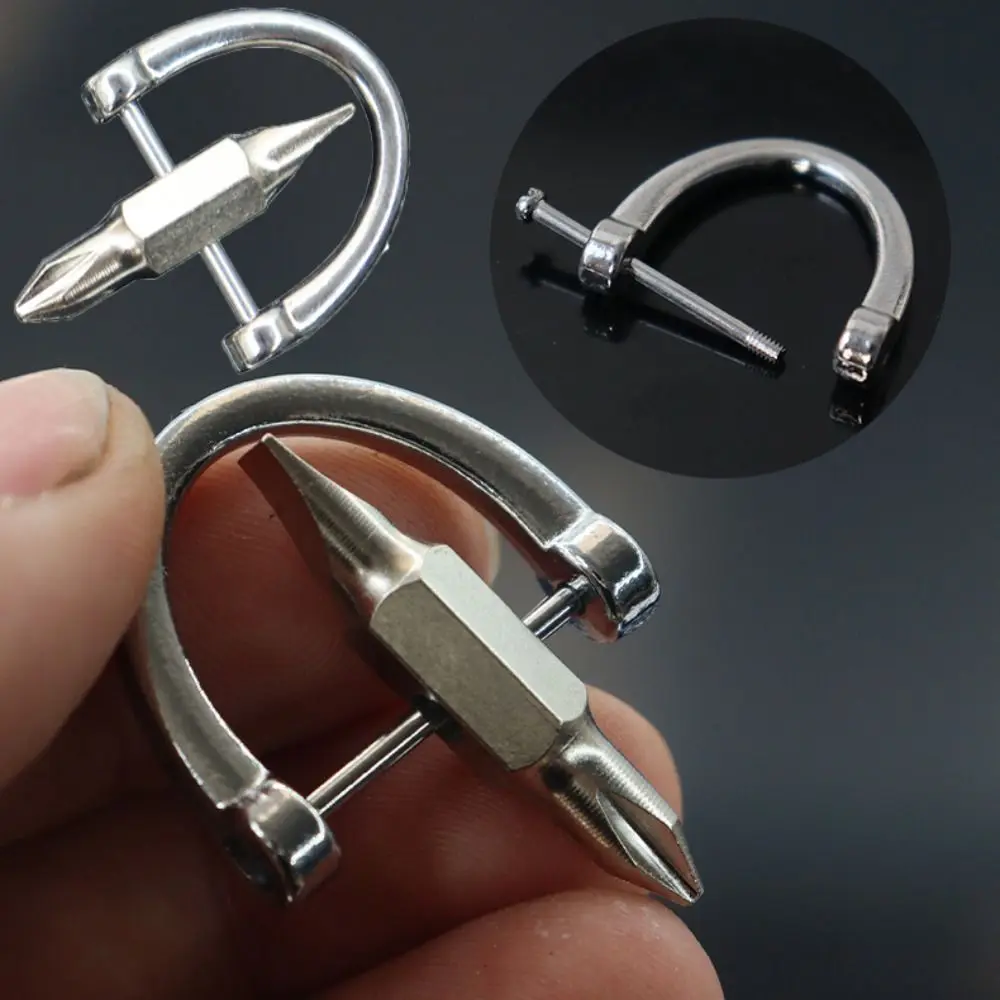

Horseshoe Buckle Keychain Screwdriver Key Ring Multifunction Phillips Slotted Screwdriver Gadget Repair Tool Mini Screwdriver