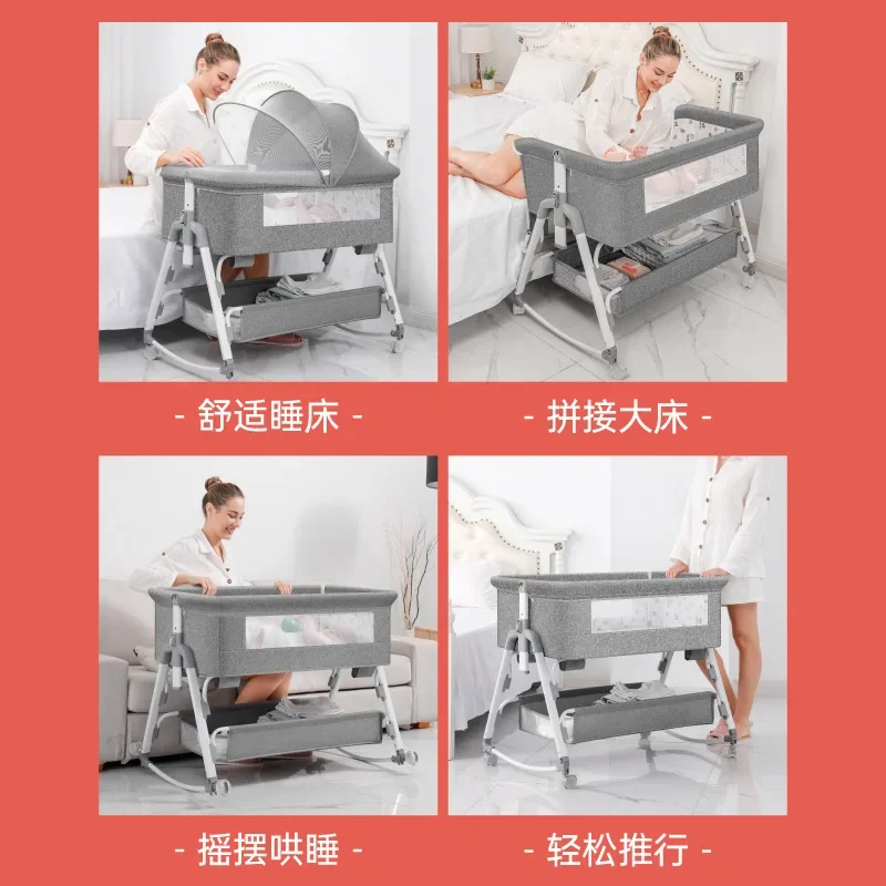 Multi-functional Baby Crib Splicing Queen Bed Newborn Portable Folding Baby Bb Cradle Bed Diaper Table