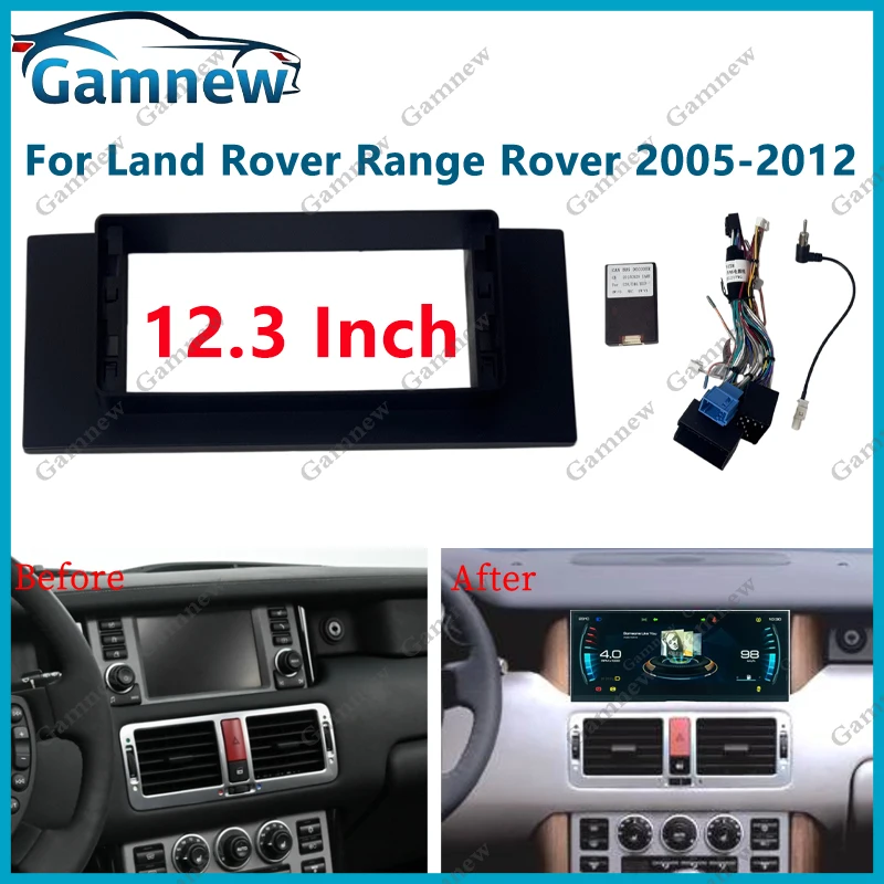 

12.3 Inch Car Frame Fascia Canbus Box Adapter Android Radio Audio Panel Kit For Land Rover Range Rover 3 2005-2012