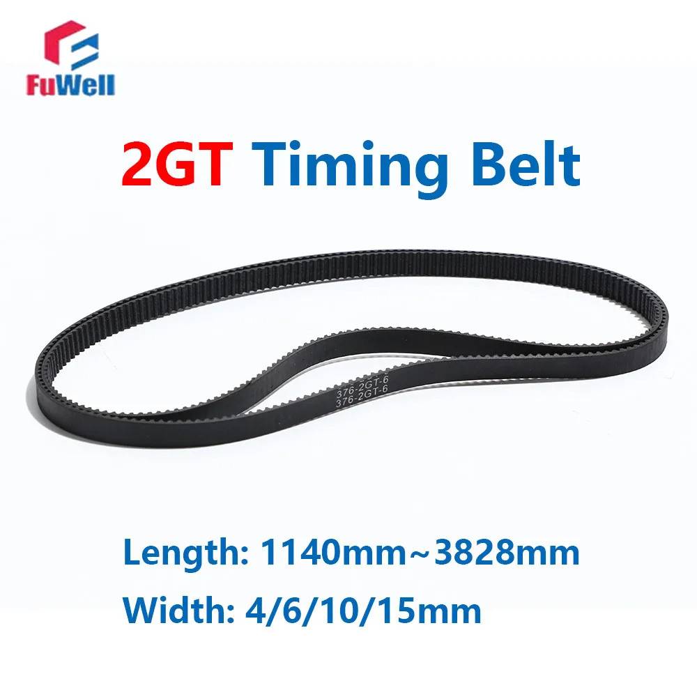 FuWell 2GT Timing Belt Length 1140mm~3828mm Width 4/6/10/15mm GT2 for DIY/CNC/3D printers And Other Drives Synchronous Belt