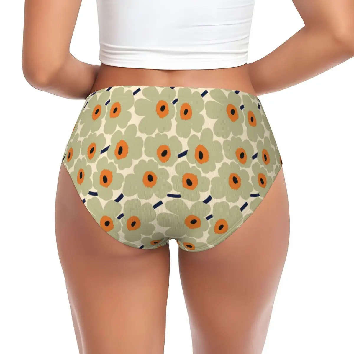 Custom Women Little Poppy Print Brief Panties Female Breathable Fashion Modern Style Underwear Underpants