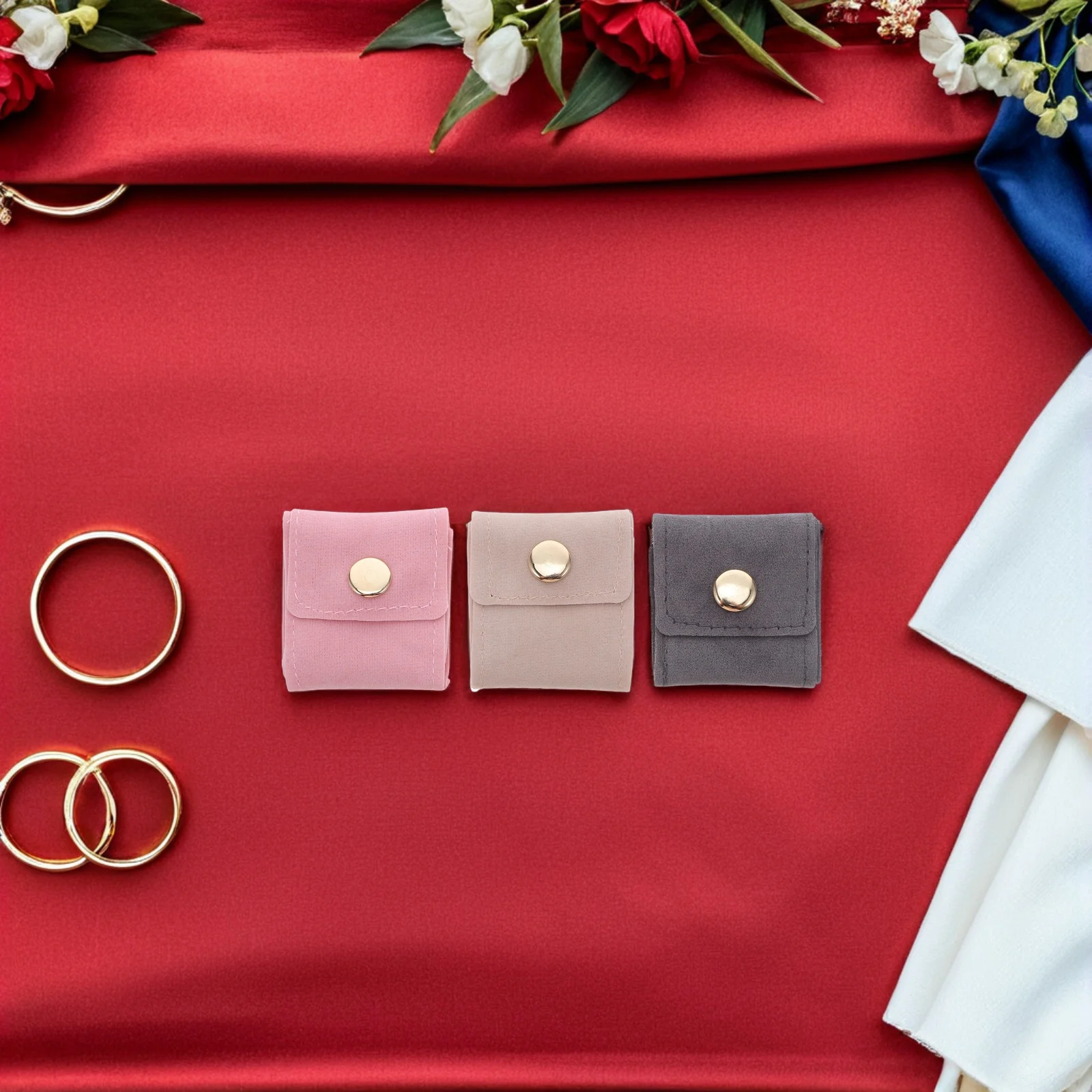 

3 шт., дорожный органайзер для ювелирных изделий, мини-сумка для женщин, аксессуары, мягкая защита из искусственной кожи, легкий, компактный, стильный