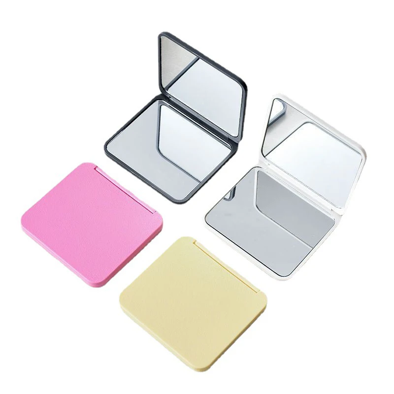 2-Face Make-Up Spiegel Vierkant Draagbare Schattige Meisjes Cadeau Hand Mini Spiegel Zak Dubbelzijdige Make-Up Spiegel Compact Meerdere Kleuren