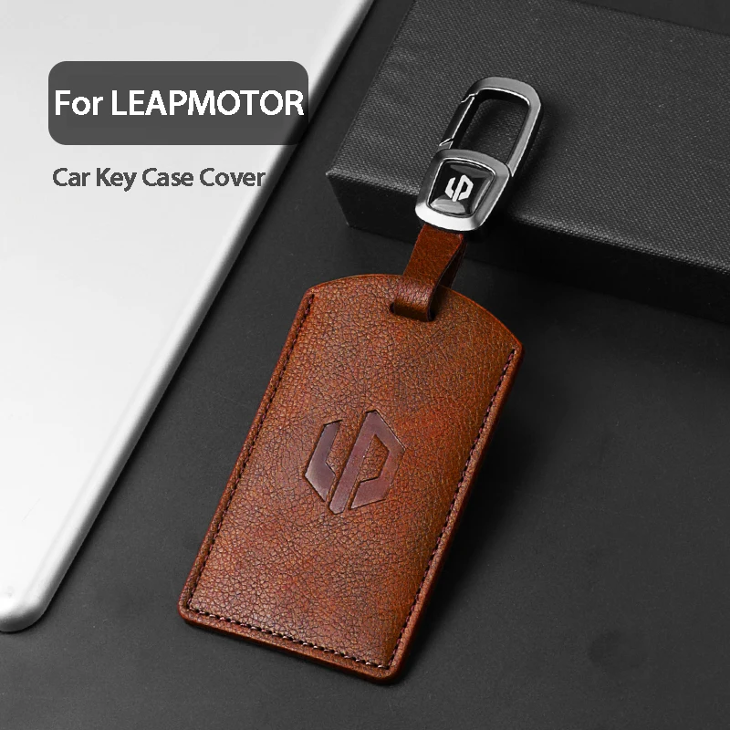 

Original Car Color Leather Key Case Cover Fob For LEAPMOTOR B01 C10 C11 C16 Remote Car Key Bag Key Card Kit Protector