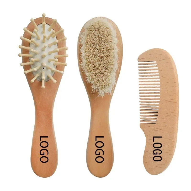 New Baby Care Pure Natural Wool Baby Wooden Brush Comb Brush Baby Hairbrush Newborn Hair Brush Infant Comb Head Massager