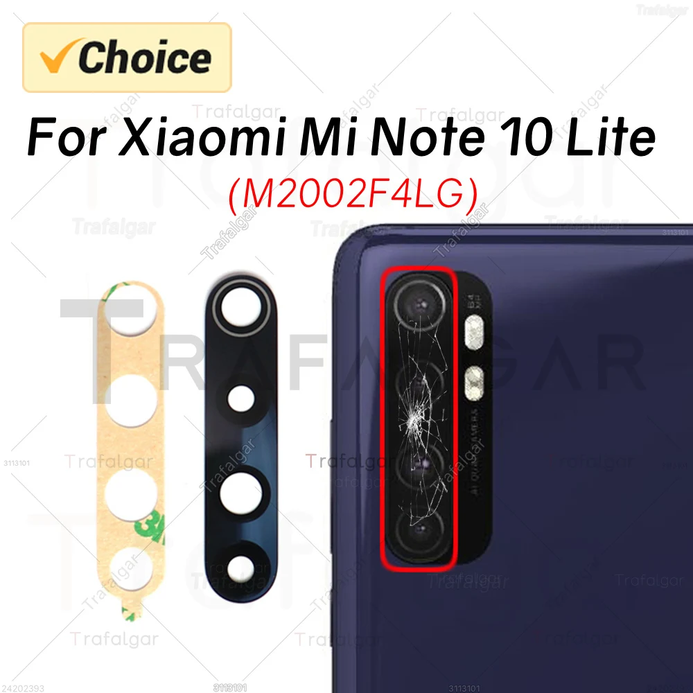 Rear Back Camera Glass Lens For Xiaomi Mi Note 10 Lite M2002F4LG Replacement With Adhesive Sticker