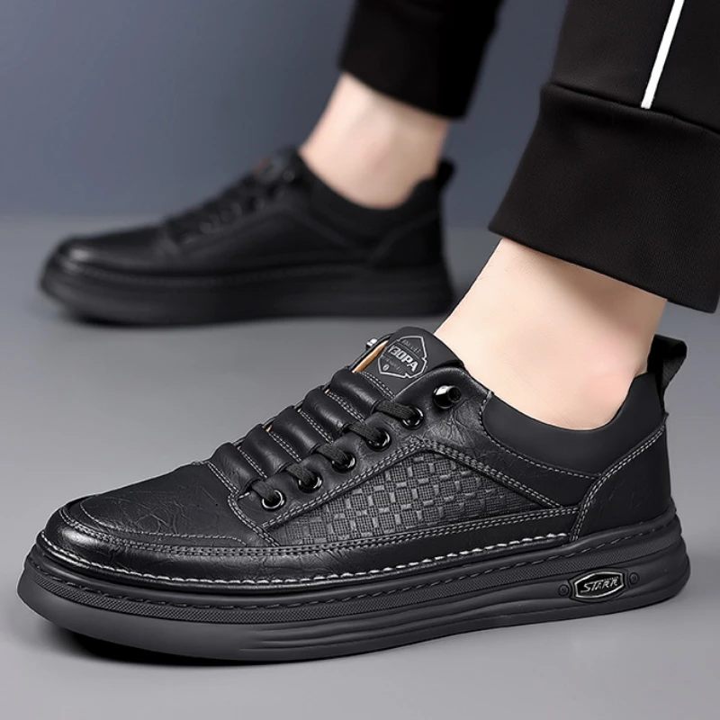British Leather Board Shoes for Men Spring Autumn Soft-soled Men\'s Casual Sneakers Shoes New Designer Zapatos De Hombre