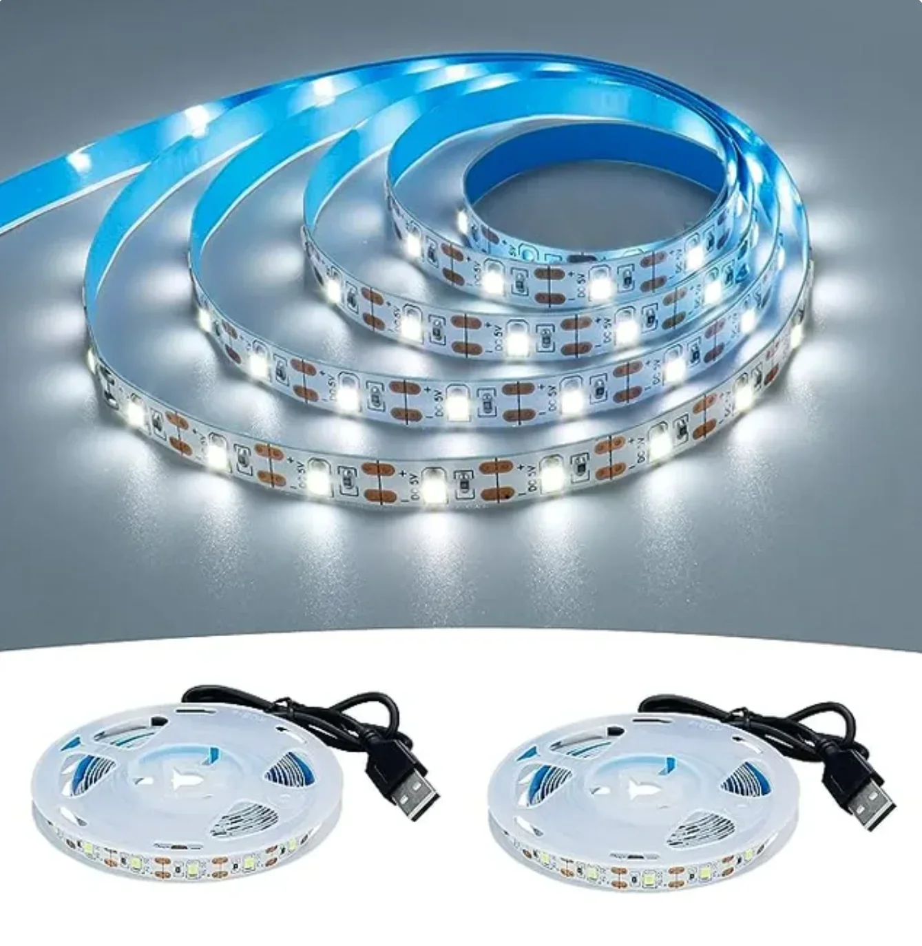 Fitas de LED USB 2835 DC 5V – Branco Quente para Iluminação de Fundo de TV, Decoração de Casa – Fita de Luz, Decoração de Luzes de Corda de 1-5m