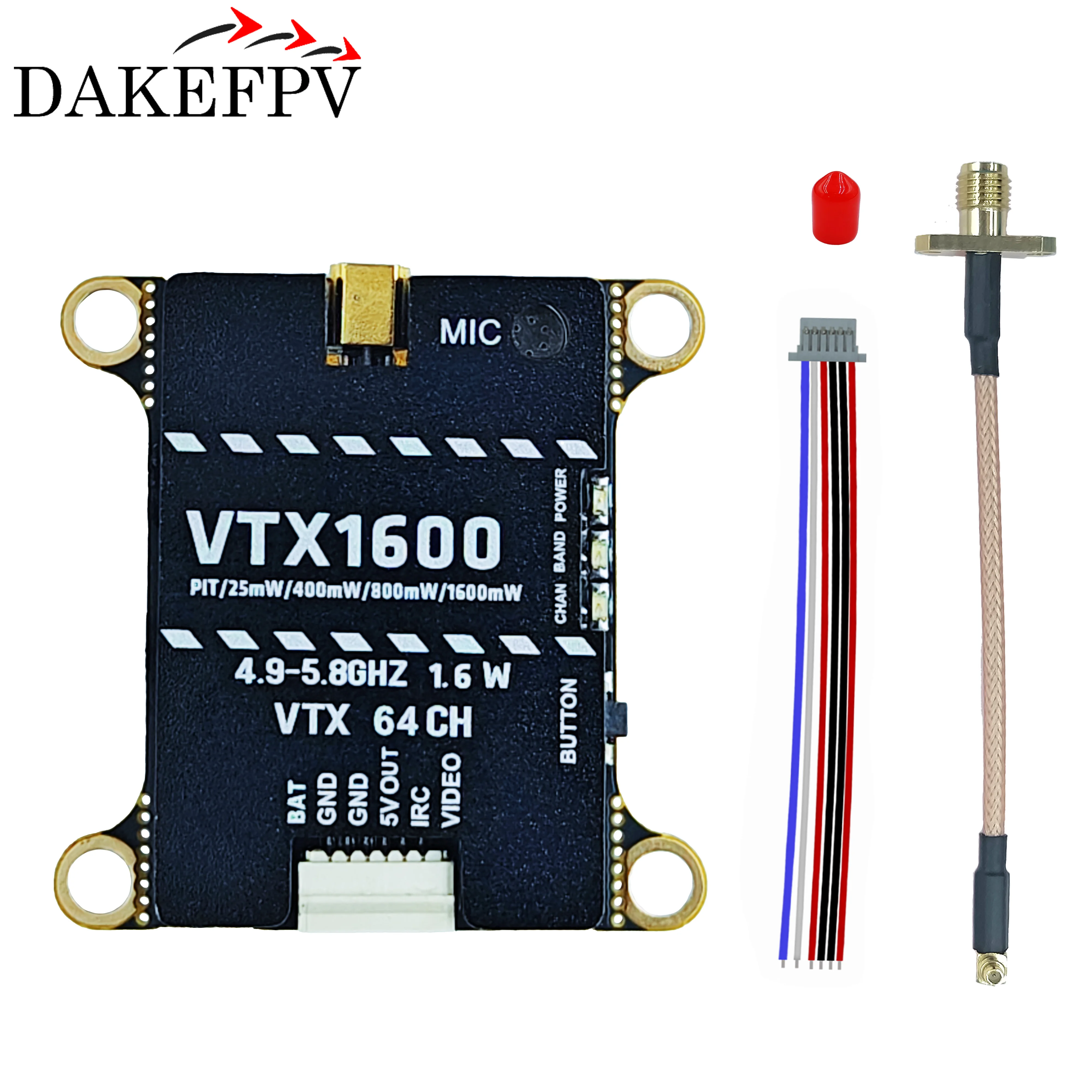 DAKEFPV VTX 4.9G-5.8G 1.6W 2.5W 3W 5W 10W 64CH FPV Video zender Voor Lange Afstand FPV Racing Drone Frame RC Deel