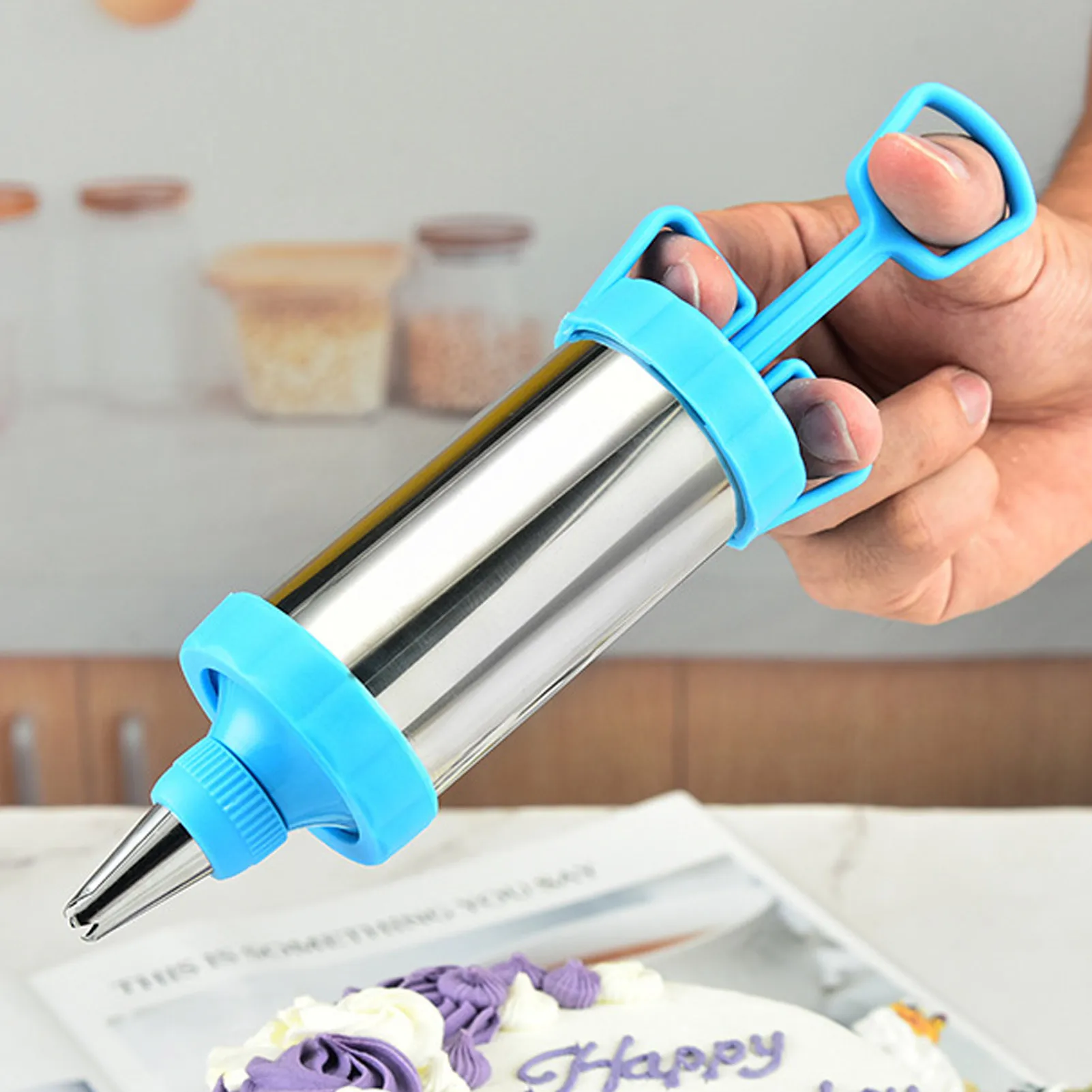 Cake Cream Syringe Set Pastry Filling Injector Decorating Kit Stainless Steel Baking Tool With 3 Tips And 1 Spatula Dessert