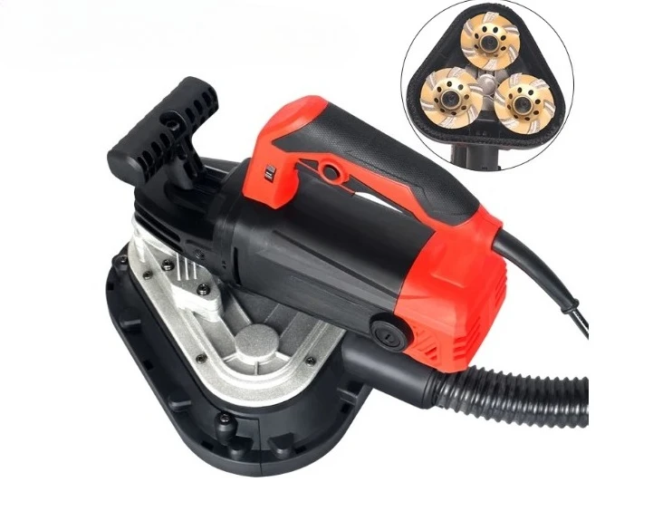 Dust Free 3-Head Electric Wall Putty Polisher and Grinder, Cement Rough Planer Machine for Renovation