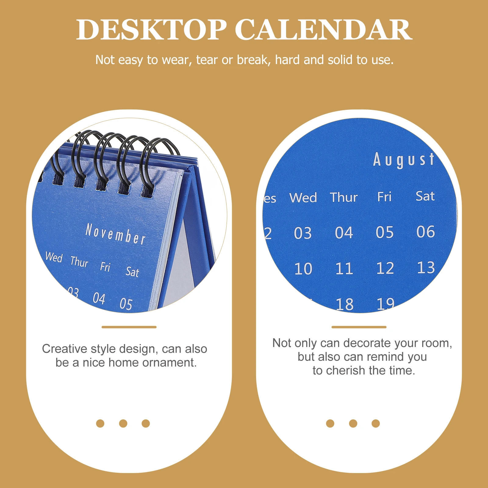 

Mini Calendar Daily Desktop Standing Table Office Supply Blue Paper PVC Fold Design Desk Decoration Gift Friend