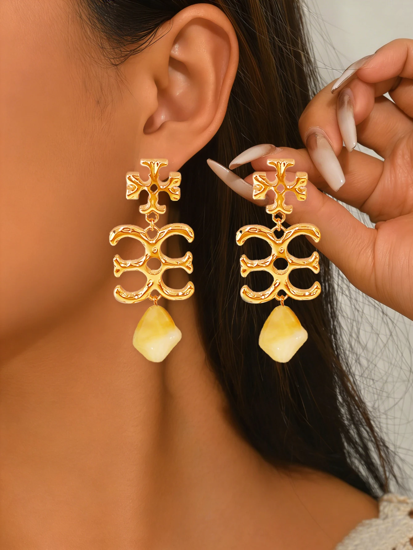 Resin Art Logo - 1 Pair of Cross Pendant Earrings