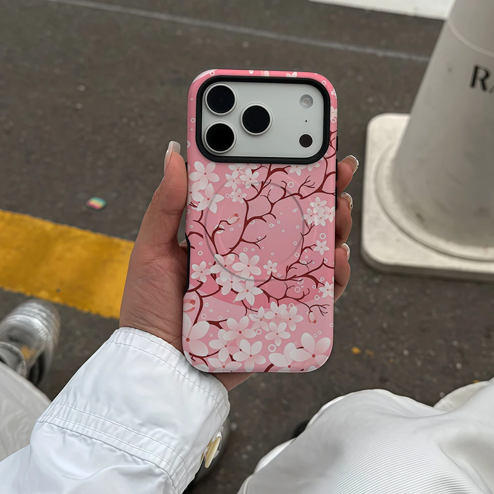 Pink Cherry Blossom Butterflies Phone Case For Magnetic Phone Case for IPhone 17 16 15 14 Pro Max Plus Single Double-layer tough - view 5