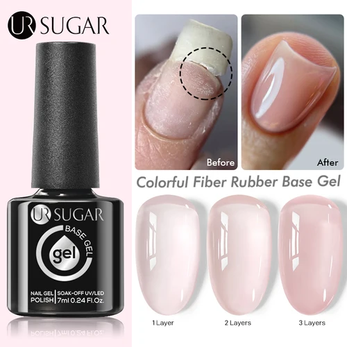 UR SUGAR 7ml cristal desnudo fibra colorida Base de goma Gel semipermanente arte de uñas manicura remojo LED UV Gel barnices de uñas