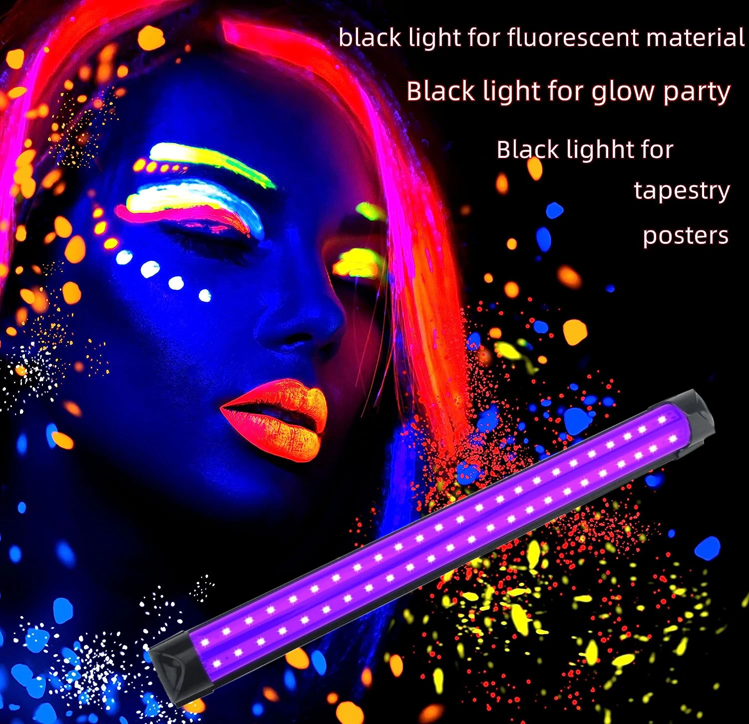 USB switch 10W Black Light Lamp,UV Black Light Tube, 395nm LED Lamp,Blacklight Bar for Halloween,Club,Party,Disco