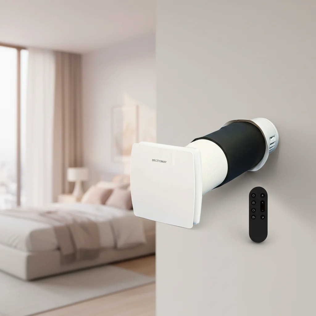 DDECETOMair Quiet Wall Mounted Fresh Air Ventilator Single Flow Supply Fan 50CMH Air Circulation Unit for Bedroom Living Room