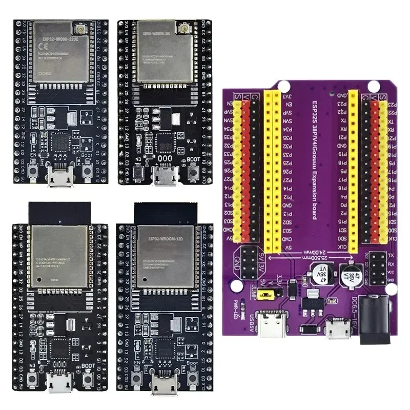 TZT ESP32 Development Board TYPE-C/MICRO USB CP2102 WiFi+Bluetooth Dual Core ESP32-DevKitC-32 ESP-WROOM-32 Expansion Board 38PIN