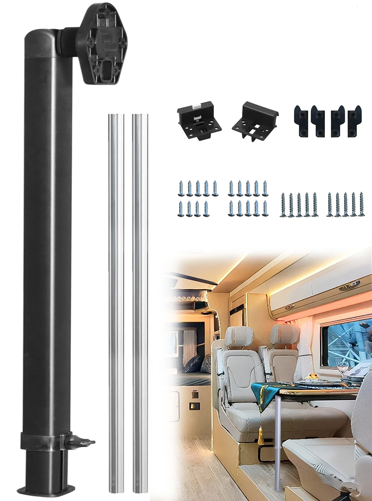 

Adjustable Folding Camper Table Leg, 54–93cm Telescopic Support with Two 50cm Crossbars for RV Tables and Portable Installations