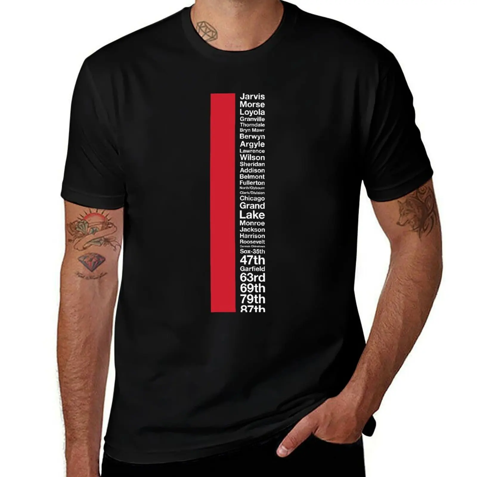 CTA Red Line T-Shirt Work Short Sleeve Cotton Top T-Shirt