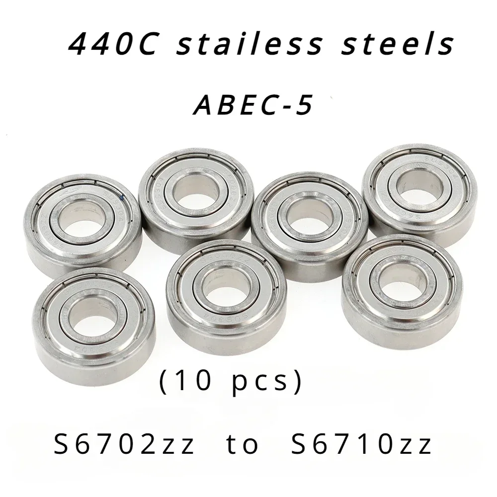 

Veekraft High Performance 440C Stainless Steel ABEC-5 Deep Groove Ball Bearings - S6702zz S6703zz to S6710zz 10pcs.