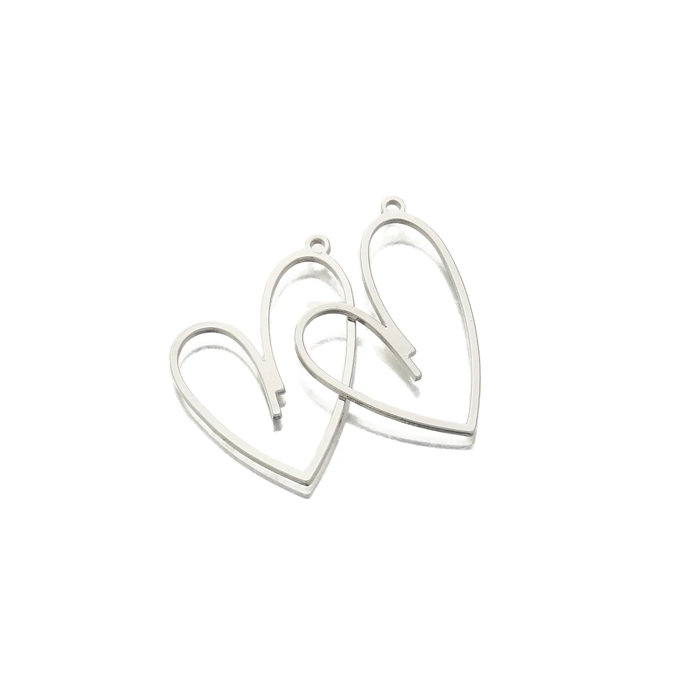 10Pcs Raw Brass Hollow Love Heart Charm Pendant for Necklace Handcraft Jewelry Making Findings