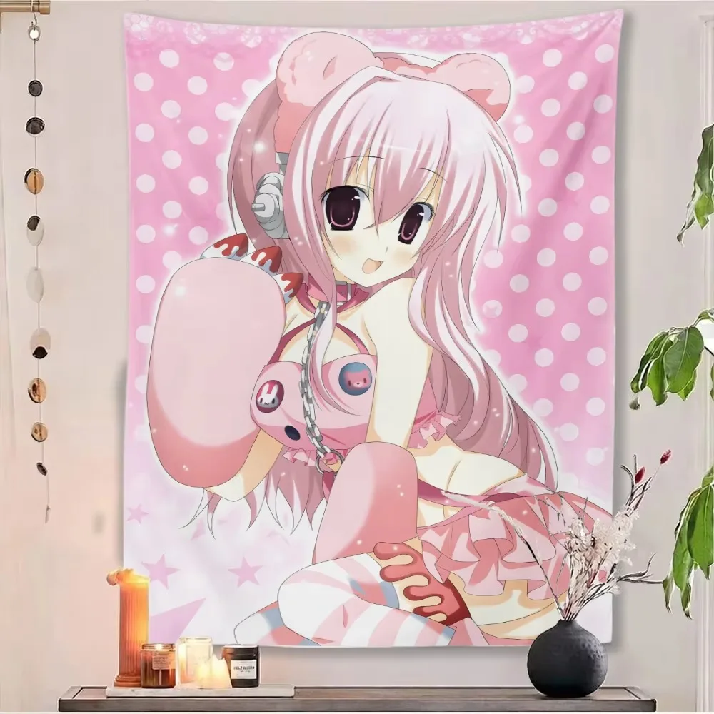 Sonico Old-school Style Poster Tapestry Moe Anime Girl Wall Decoration, Flag Banner, Suitable For Dorm, Bedroom, House, Gift