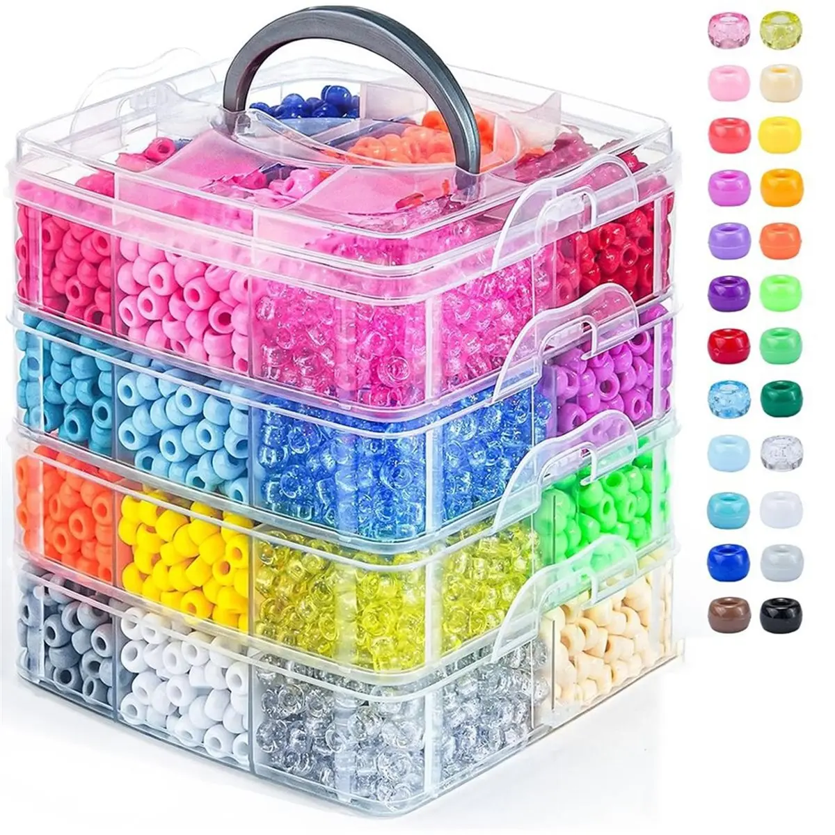 DT38 4800PCS Beads Bulk, 24 Colors Kandi Beads for Friendship Bracelets, Jewelry Making, Hair Braiding, DIY Art Craft