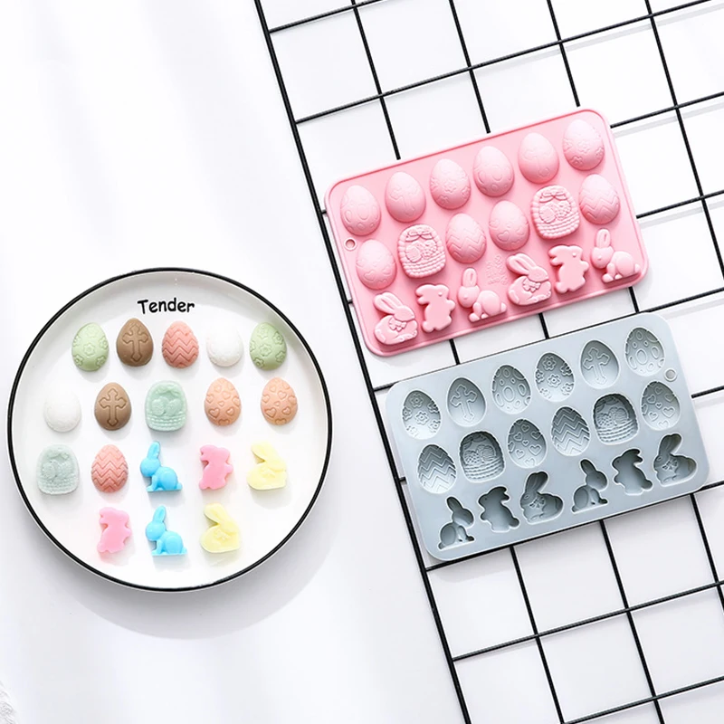 

Egg Bunny Silicone Mold, 18-Cavity Baking Mold For DIY Cake Decoration,Chocolate, Pastry, Bread, Soap, Jello