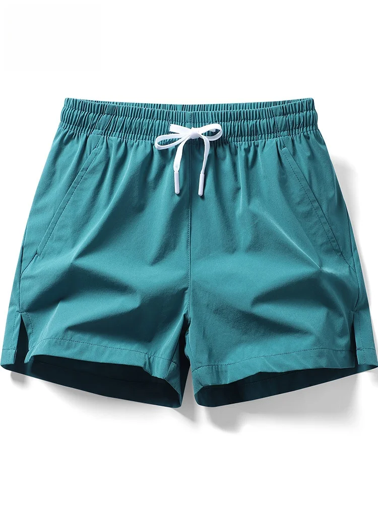 

Мужские повседневные эластичные футболки с разрезом Spor Ice Silk, длина четверти, брюки Qui Dry Training orts, прямые брюки, свободный крой, лето